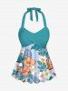 Maillot de bain et short à imprimé feuilles tropicales et fleurs d'hibiscus, grande taille, tenue de plage hawaïenne assortie pour couples - Vert 