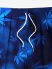 Plus Size Ombre Maple Leaves Print Hawaii Drawstring Beach Shorts For Men -  