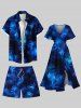 Plus Size Ombre Maple Leaves Print Hawaii Drawstring Beach Shorts For Men -  