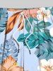 Plus Size Tropical Leaves Floral Print Hawaii Drawstring Beach Shorts For Men -  