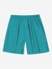 Plus Size Hawaii Solid Drawstring Beach Shorts For Men -  
