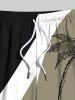 Short de plage hawaïen grande taille à imprimé cocotiers colorblock pour homme - Vert 8XL