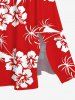 Plus Size Coconut Tree Hibiscus Flower Two Tone Print Hawaii Split Pocket A Line Midi Dress -  