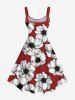 Plus Size Flower Print Hawaii A Line Tank Dress -  