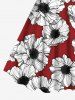 Plus Size Flower Print Hawaii A Line Tank Dress -  