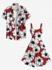 Plus Size Flower Print Hawaii A Line Tank Dress -  