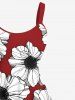 Plus Size Flower Print Hawaii A Line Tank Dress -  