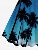 Robe débardeur hawaïenne trapèze grande taille à imprimé cocotiers, ciel et nuages - Bleu L