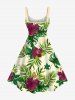 Robe débardeur grande taille à imprimé floral tropical hawaïen trapèze - Vert S