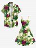 Robe débardeur grande taille à imprimé floral tropical hawaïen trapèze - Vert S