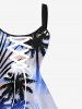 Plus Size Coconut Tree Ombre Sky Tropical Leaves Print Hawaii Lace Up A Line Tank Dress -  