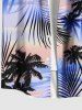 Plus Size Coconut Tree Ombre Sky Tropical Leaves Print Hawaii Button Pocket Shirt For Men -  