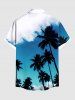 Plus Size Coconut Tree Sky Cloud Print Hawaii Button Pocket Shirt For Men -  