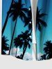 Plus Size Coconut Tree Sky Cloud Print Hawaii Button Pocket Shirt For Men -  