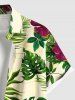 Chemise hawaïenne à imprimé floral tropical et grandes tailles avec poche boutonnée pour homme - Vert 5XL