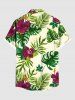 Chemise hawaïenne à imprimé floral tropical et grandes tailles avec poche boutonnée pour homme - Vert 5XL
