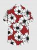 Plus Size Floral Print Hawaii Button Pocket Shirt For Men -  