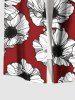 Chemise hawaïenne à imprimé floral grande taille avec poches boutonnées pour homme - Rouge 5XL