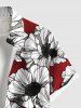 Chemise hawaïenne à imprimé floral grande taille avec poches boutonnées pour homme - Rouge 5XL