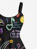 Plus Size Skull Heart Star Rainbow Flamingo Print Hawaii Tank Dress -  