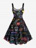 Robe débardeur hawaïenne grande taille à imprimé tête de mort, cœur, étoile, arc-en-ciel, flamant rose - Noir 4X