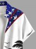 Chemise hawaïenne grande taille à imprimé drapeau américain et cocotiers, avec poches et boutons, pour homme - Bleu M