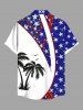 Chemise hawaïenne grande taille à imprimé drapeau américain et cocotiers, avec poches et boutons, pour homme - Bleu M