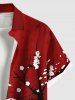 Plus Size Plum Bossom Flower Print Buttons Pocket Hawaii Shirt For Men -  