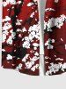Plus Size Plum Bossom Flower Print Buttons Pocket Hawaii Shirt For Men -  