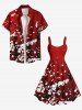 Plus Size Plum Bossom Flower Print Hawaii Tank Dress -  