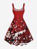 Plus Size Plum Bossom Flower Print Hawaii Tank Dress -  