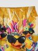Plus Size Ducks Feather Sea Waves Paint Splatter Print Hawaii Beach Shorts For Men -  