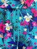 Plus Size Tropical Leaf Hbiscus Flowers Print Cinched Hawaii Romper -  