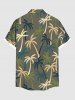 Plus Size Coconut Tree Print Buttons Pocket Hawaii Shirt For Men -  