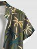 Plus Size Coconut Tree Print Buttons Pocket Hawaii Shirt For Men -  