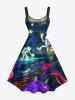 Plus Size Galaxy Astronaut Stars Print Hawaii Tank Dress -  