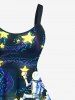 Plus Size Galaxy Astronaut Stars Print Hawaii Tank Dress -  