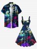 Plus Size Galaxy Astronaut Stars Print Hawaii Tank Dress -  