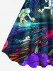 Plus Size Galaxy Astronaut Stars Print Hawaii Tank Dress -  