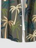 Chemise hawaïenne grande taille à imprimé cocotiers et poches boutonnées pour homme - Vert 5XL