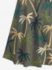 Plus Size Coconut Tree Print Cold Shoulder Crisscross Hawaii Maxi Dress -  