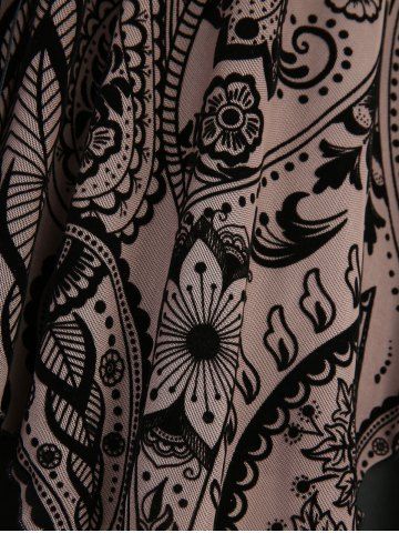 Plus Size Floral Mesh Flocking Lace Up Layered Handkerchief Cami Top(Adjustable Shoulder Strap)