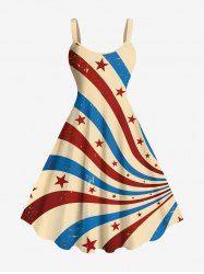 Plus Size Patriotic American Flag Print Tank Dress -  