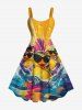Cool Duck Feather Sea Waves Print Plus Size Matching Hawaii Beach Outfit For Couples -  