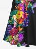 Tropical Leaf Hibiscus Flower Bird Print Plus Size Matching Hawaii Beach Outfit For Couples -  