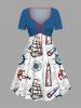 Sailboat Anchor Rudder Cruise Print Plus Size Matching Hawaii Beach Outfit For Couples -  
