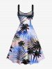 Coconut Tree Ombre Sky Tropical Leaves Print Plus Size Matching Hawaii Beach Outfit For Couples -  