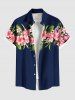Tenue de plage hawaïenne assortie grande taille à imprimé feuilles tropicales et fleurs d'hibiscus pour couples - Bleu 