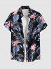Matching Hawaii Shirt and Romper Plus Size Beach Outfit Tropical Leaf Hibiscus Printed for Couples -  