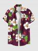 Ensemble chemise et barboteuse hawaïennes assorties, grande taille, imprimé feuilles tropicales et hibiscus, pour couples - Rouge foncé 